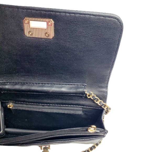 Women Black Quilted Purse Clutch Small Crossbody Shoulder Bag with Chain Strap. - Picture 10 of 10